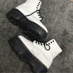 Dr. Martens White Leather Combat Boots
